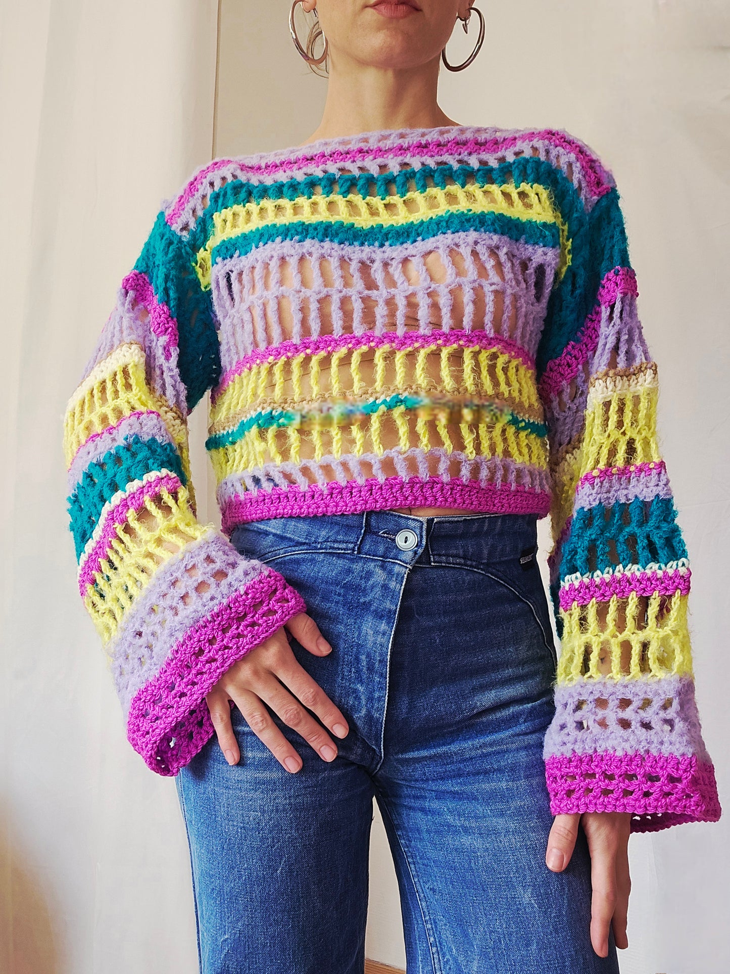 Pull ajouré crochet multi