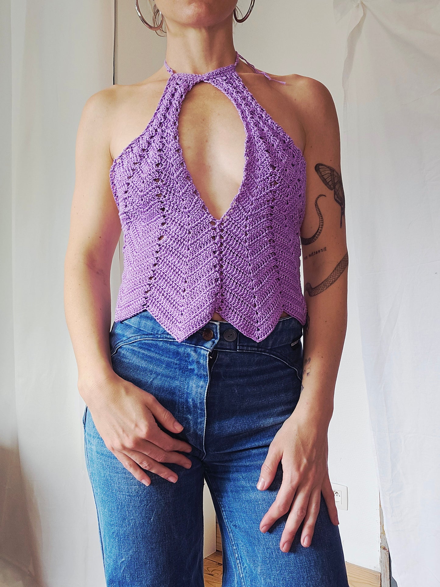 Top Crochet Lilas