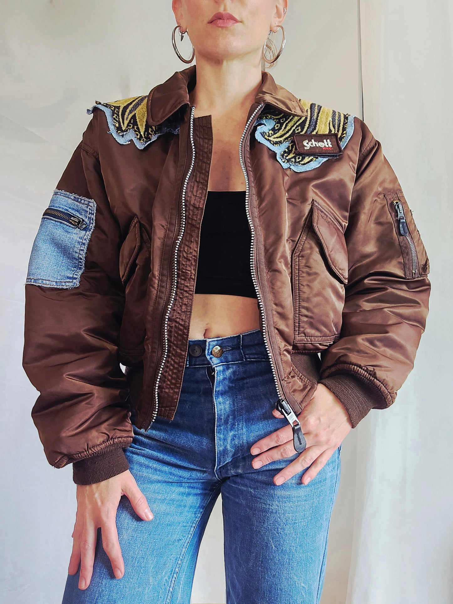 Bomber Schott authentique customisé Aigle x Jeans