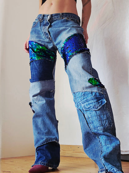 Jeans Patchworks Sequins