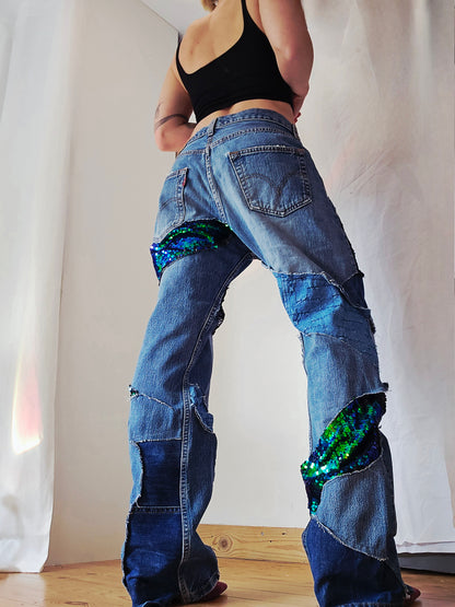 Jeans Patchworks Sequins