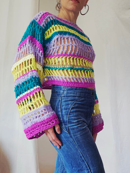 Pull ajouré crochet multi