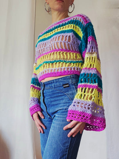 Pull ajouré crochet multi