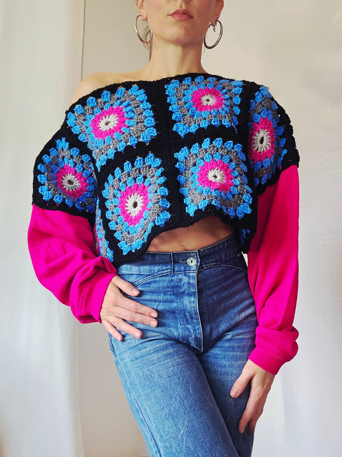 Pull hybride crochet x manches sweat