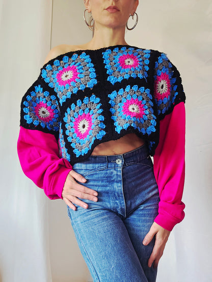 Pull hybride crochet x manches sweat