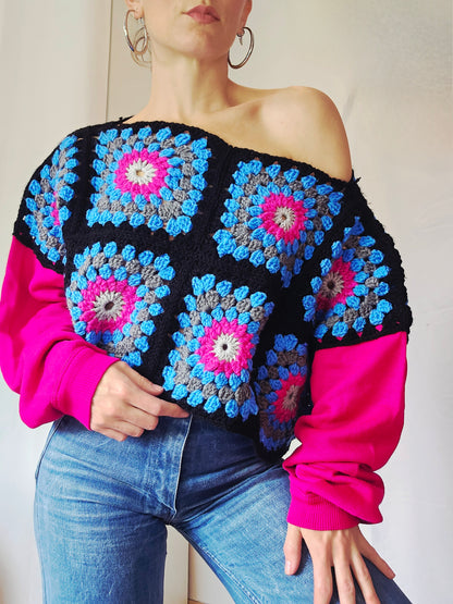 Pull hybride crochet x manches sweat