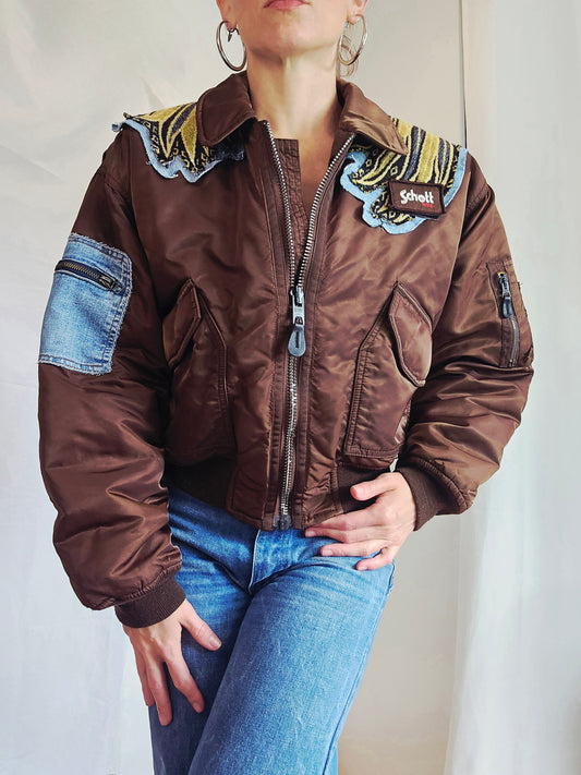 Bomber Schott authentique customisé Aigle x Jeans